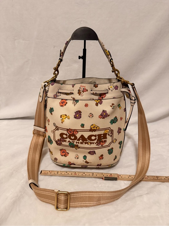 Coach Handbags - Coach Field Bucket Bag with Cross Stitch Floral Print - Chalk Multi